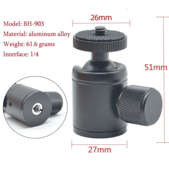 BH-903 Mini Desktop Aluminum Alloy Tripod Mini Ball Head 360 Degree Pan 90 Degree Tilt Tripod