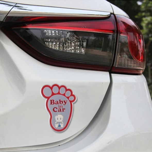 Baby in Car Happy Feet Shape Adoreable Style Car Free Sticker(Red)