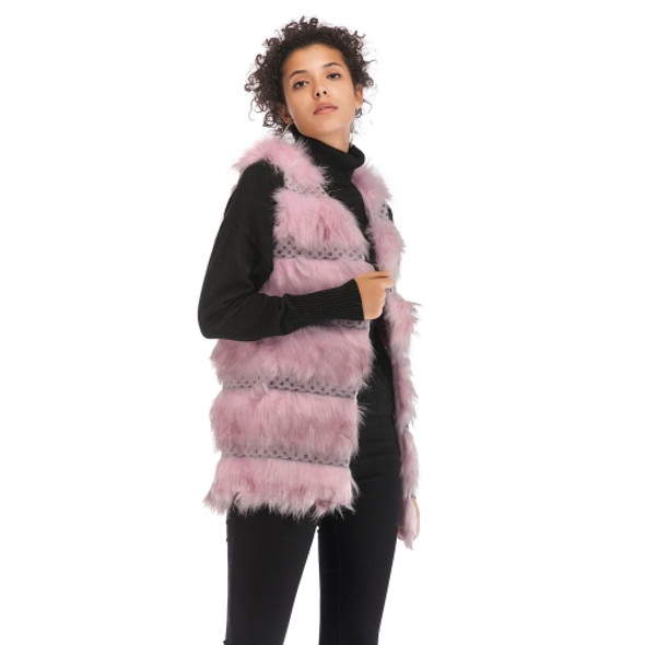 Woolen Vest Warm And Loose Long Coat (Color:Pink Size:M)