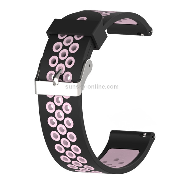 Double Colour Silicone Sport Wrist Strap for Xiaomi Huami Amazfit Bip Lite Version 20mm(Black Pink)