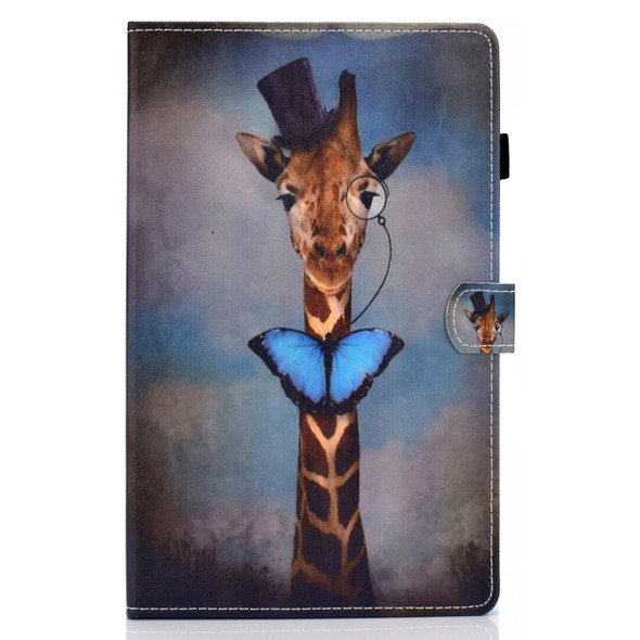 For Galaxy Tab A10.5 T590 Horizontal TPU Painted Flat Feather Case Anti-skid strip with Sleep Function & Pen Cover & Card Slot & Holder(Deer)