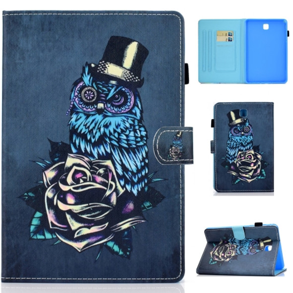 For Galaxy Tab A8.0 T350 Horizontal TPU Painted Flat Feather Case Anti-skid strip with Sleep Function & Pen Cover & Card Slot & Holder(Owl)