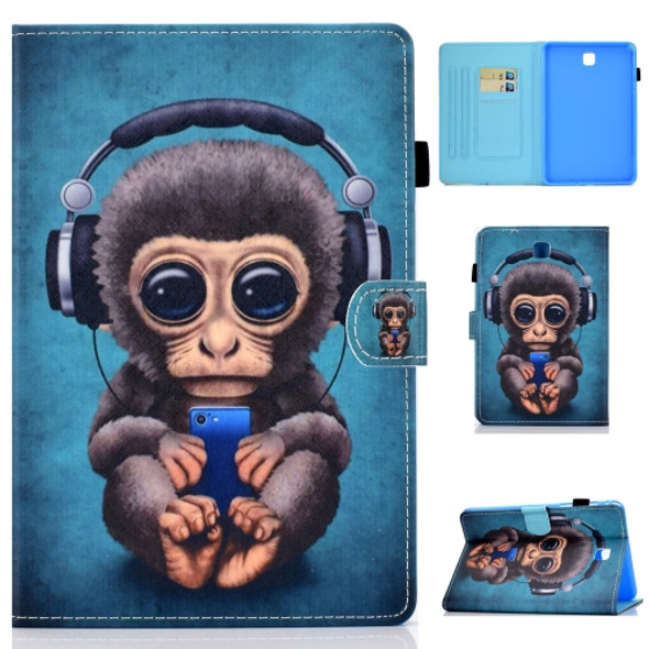 For Galaxy Tab A8.0 T350 Horizontal TPU Painted Flat Feather Case Anti-skid strip with Sleep Function & Pen Cover & Card Slot & Holder(Headphone Monkey)
