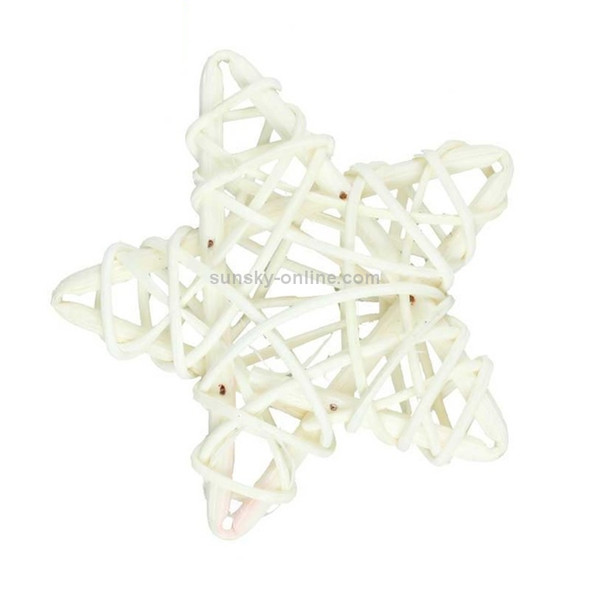 10 PCS 6cm Artificial Straw Ball DIY Decoration Rattan Stars Christmas Decor Home Ornament Supplies(White)