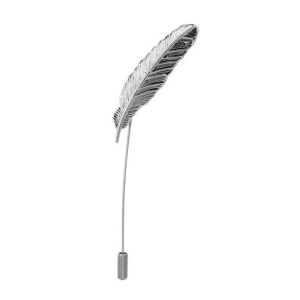 Cute Leaf Feather Needle Pin Brooch(Silver)