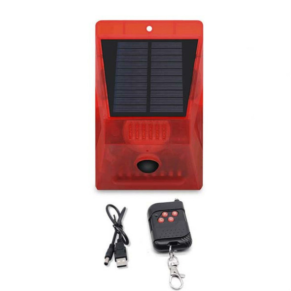 129dB Solar Alarm Light Human Body Induction Remote Control Alarm Farm Anti-theft Drive Object Sound and Light Alarm Light, Style:N911C English