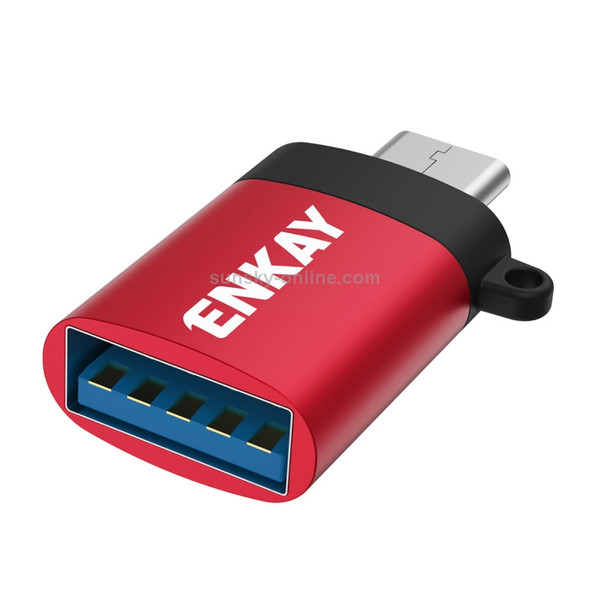ENKAY ENK-AT101 Aluminium Alloy USB-C / Type-C to USB 3.0 OTG Data Adapter Converter(Red)