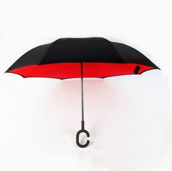 Hands-free Reverse Double-layer Straight Pole All-weather Umbrella, Size:23 Inch(Wine Red)