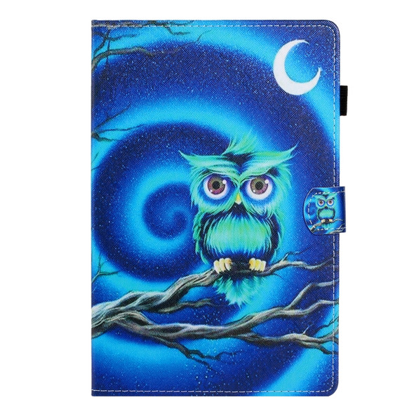 For Galaxy Tab S6 T860 Colored Drawing Horizontal Flip PU Leather Case with Holder & Card Slot & Sleep / Wake-up Function(Moon Owl)