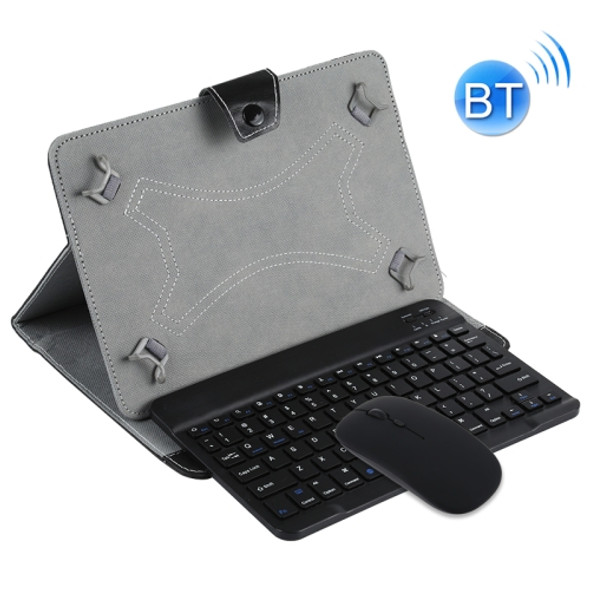 YS-001 7-8 inch Tablet Phones Universal Mini Wireless Bluetooth Keyboard, Style:with Bluetooth Mouse+Leather Case(Black)