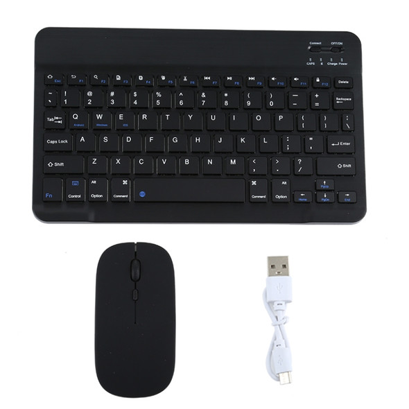 YS-001 7-8 inch Tablet Phones Universal Mini Wireless Bluetooth Keyboard, Style:with Bluetooth Mouse+Leather Case(Black)