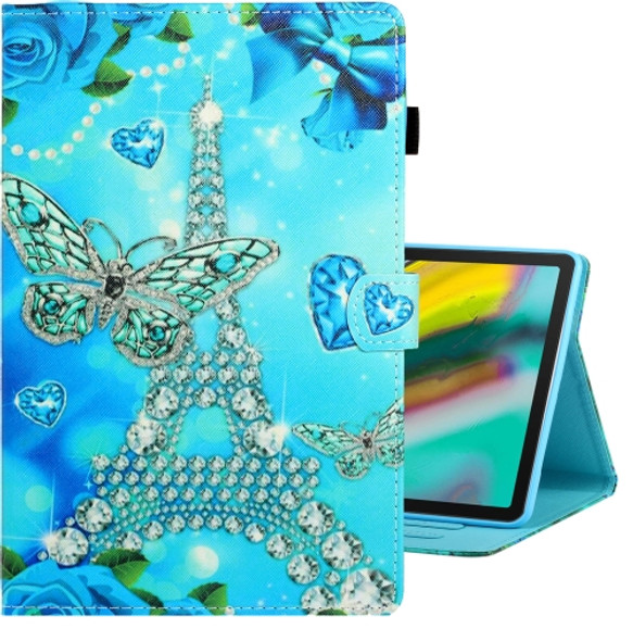 For Galaxy Tab S6 T860 Colored Drawing Horizontal Flip PU Leather Case with Holder & Card Slot & Sleep / Wake-up Function(Butterfly Tower)