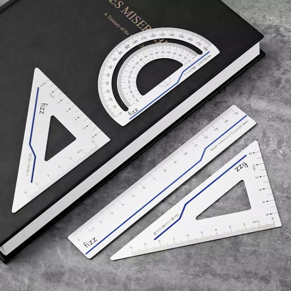 Original Xiaomi Youpin Fizz Aluminum Alloy Ruler Set Ruler Drawing Measurement Geometric Triangle Protractor (Blue)