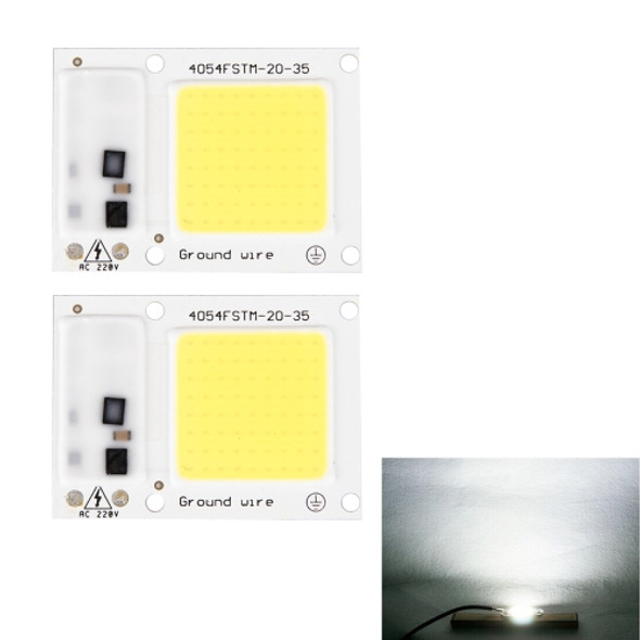 2 PCS 20W 2800-6000K High Power Brightness COB Chips LED Light Beads, AC 220V (White Light)