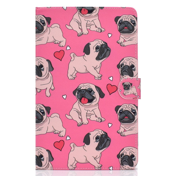 For Samsung Galaxy Tab A 10.5 T590/T595 Colored Drawing Pattern Horizontal Flip PU Leather Case with Holder & Card Slot(Love Dog)