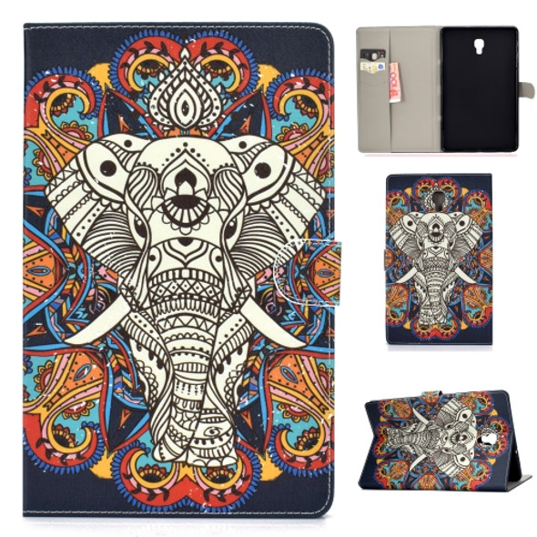 For Samsung Galaxy Tab A 10.5 T590/T595 Colored Drawing Pattern Horizontal Flip PU Leather Case with Holder & Card Slot(Colorful Elephant)
