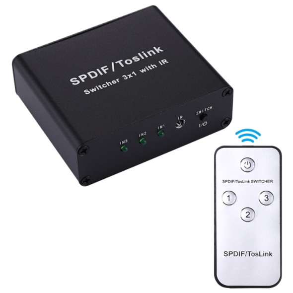 NK-3X1 Full HD SPDIF / Toslink Digital Optical Audio 3 x 1 Switcher Extender with IR Remote Controller