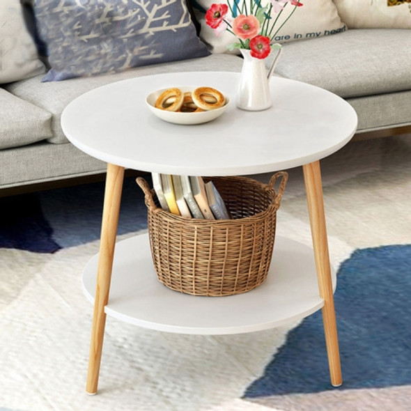 Creative Round Coffee Table Bedside Table Modern Minimalist Double Side Table, Size:50x49cm, Color:White