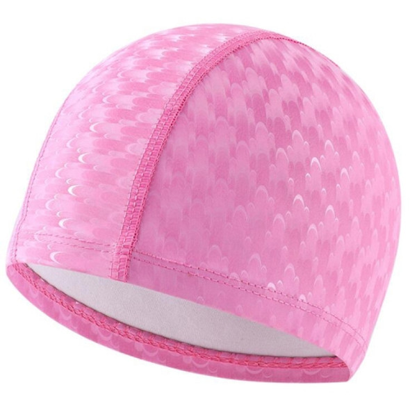 Adult Crescent PU Waterproof Comfortable Earmuff Swimming Cap(Pink)