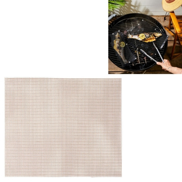 3 PCS Non-Stick Grid Sheet Teflon Barbecue Mat Grill Grid Mat, Size:36x42 cm(Brown)