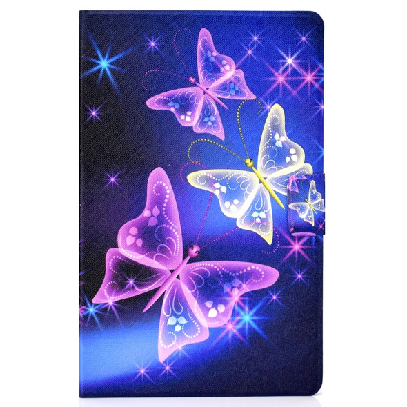 For Galaxy Tab A 10.5 T590 Electric Horizontal TPU Painted Flat Feather Case with Sleep Function & Pen Cover & Card Slot & Holder(Starry Sky Butterfly)