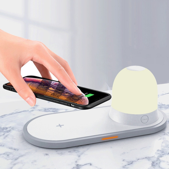 W34 QI Wireless Fast Charging Base with Magnetic Two-color Night Light & Touch Switch (White)