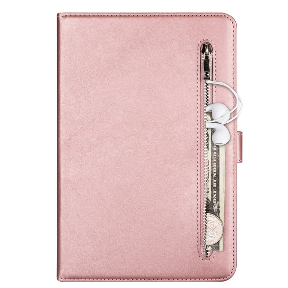 For Samsung Galaxy Tab A8.0 (2015) T35 Fashion Calf Texture Zipper Horizontal Flip Leather Case with Stand & Card Slots & Wallet & Wake-up / Sleep Function(Rose Gold)