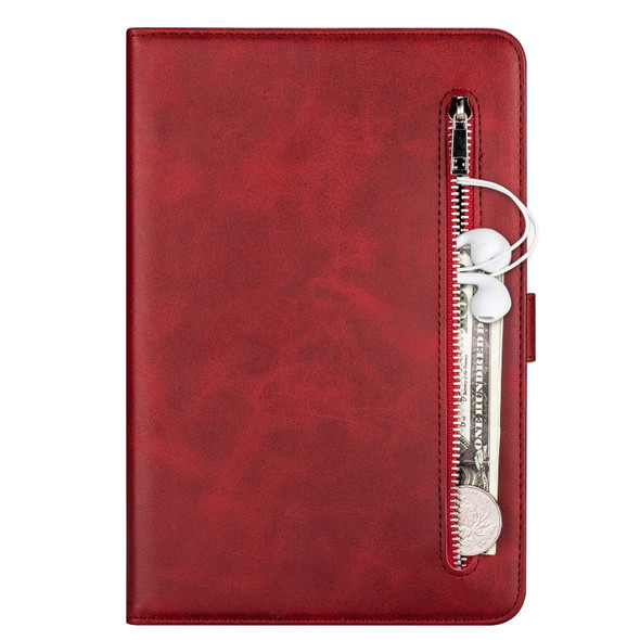 For Samsung Galaxy Tab A8.0 (2015) T35 Fashion Calf Texture Zipper Horizontal Flip Leather Case with Stand & Card Slots & Wallet & Wake-up / Sleep Function(Red)