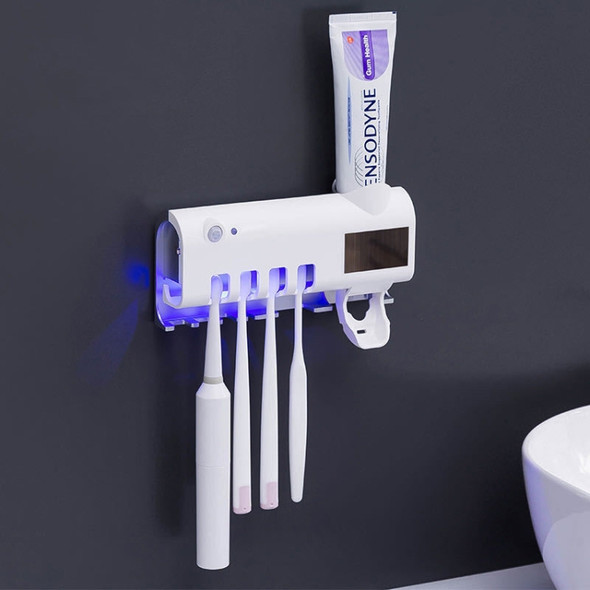 Ultraviolet Toothbrush Sterilizer Bathroom Wall-mounted Toothbrush Holder (White)