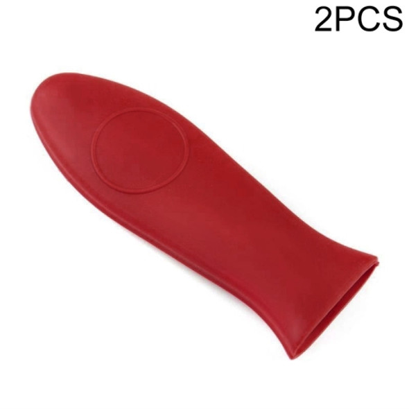 2 PCS Silicone Pot Holder Handle Anti Slip Cover for Kitchen Thick Soft Pot Handle(Red)
