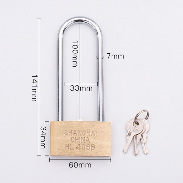 Copper Padlock Small Lock, Style: Long Lock Beam, 60mm Open