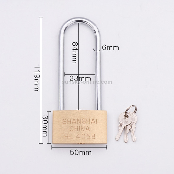 Copper Padlock Small Lock, Style: Long Lock Beam, 50mm Open