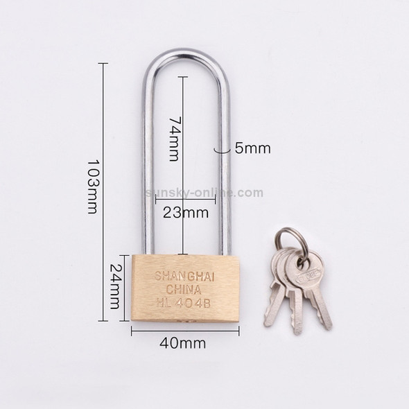 Copper Padlock Small Lock, Style: Long Lock Beam, 40mm Open