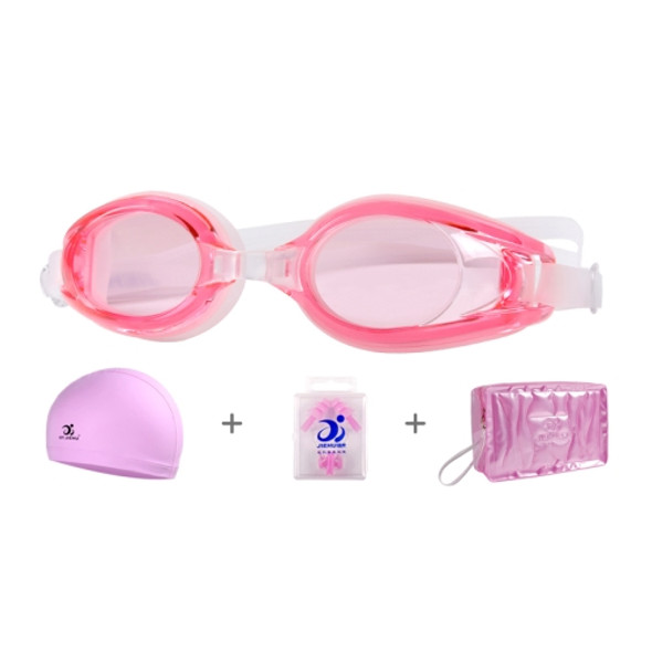 JIEHU JH8102 4 in1 Women HD Transparent Anti-fog Waterproof Swimming Glasses Swimming Cap Set(Pink)