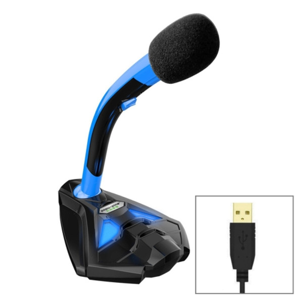 K1 Desktop Omnidirectional USB Wired Mic Condenser Microphone with Phone Holder, Compatible with PC / Mac for Live Broadcast, Show, KTV, etc(Black + Blue)