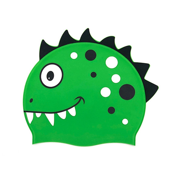 Children Cartoon Dinosaur Comfortable Silicone Swimming Cap(Green2)