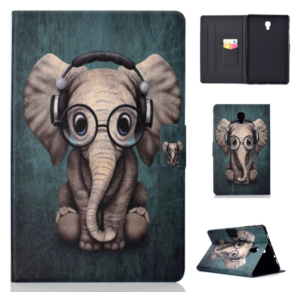 Electric Horizontal Flat Painted Leather Case with Pen Cover & Card Slot & Holder(Elephant)