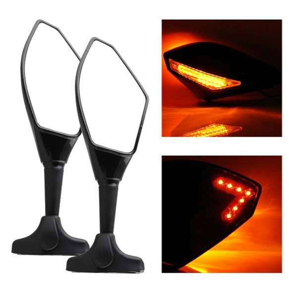 Motorcycle Modified Rear View Mirror Set with Light for Kawasaki