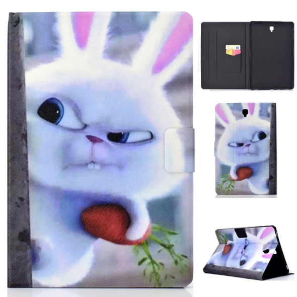 Electric Horizontal Flat Painted Leather Case with Pen Cover & Card Slot & Holder(White Rabbit)