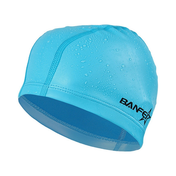 Adult Unisex PU Coated Comfortable Waterproof Swimming Cap(Lack Blue)