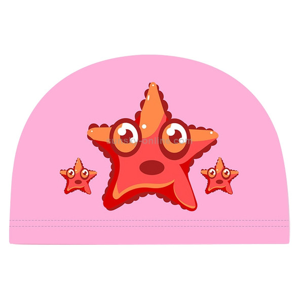 Children Waterproof PU Coated Breathable Sunscreen Swimming Cap(Pink Starfish)
