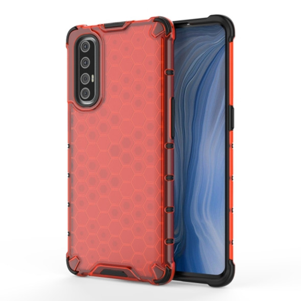 For OPPO Reno 3 Pro Shockproof Honeycomb PC + TPU Case(Red)