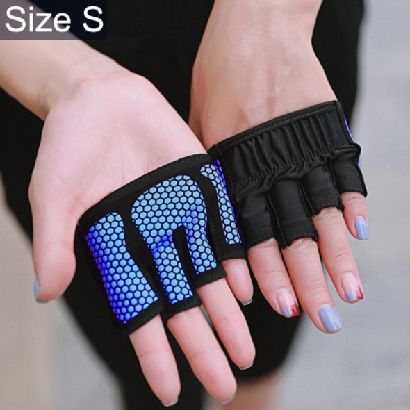 Half Finger Yoga Gloves Anti-skid Sports Gym Palm Protector, Size: S, Palm Circumference: 17.5cm(Blue)