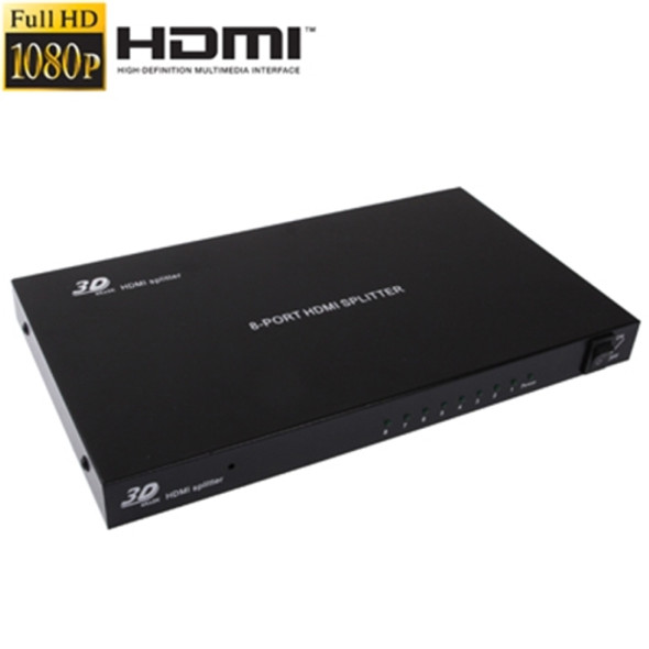 1 x 8 Full HD 1080P HDMI Splitter with Switch, V1.4 Version, Support 3D & 4K x 2K(Black)