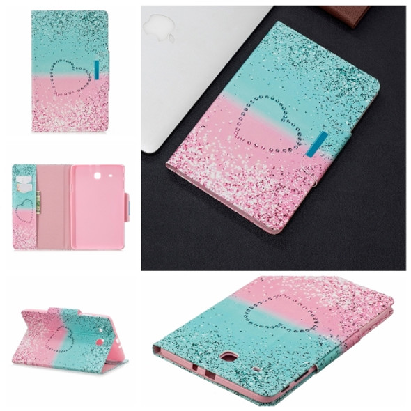 For Samsung Galaxy Tab E 9.6 / T560 Painted Pattern Horizontal Flip Leather Case with Holder & Card Slots & Wallet(Two-color Love Sand)