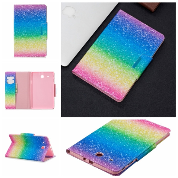 For Samsung Galaxy Tab E 9.6 / T560 Painted Pattern Horizontal Flip Leather Case with Holder & Card Slots & Wallet(Rainbow Sand)