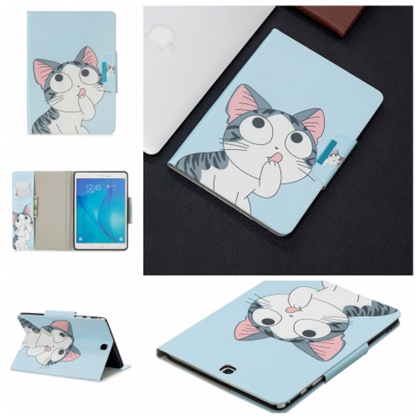 For Samsung Galaxy Tab A 9.7 / T550 Painted Pattern Horizontal Flip Leather Case with Holder & Card Slots & Wallet(Cat)