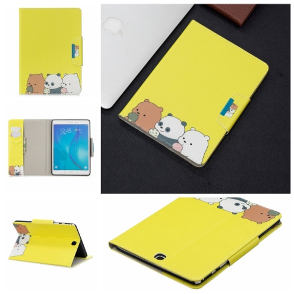 For Samsung Galaxy Tab A 9.7 / T550 Painted Pattern Horizontal Flip Leather Case with Holder & Card Slots & Wallet(Bear family)