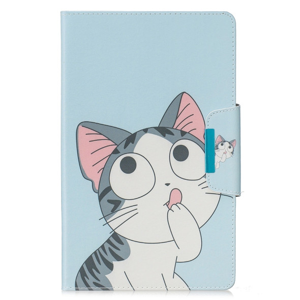 For Samsung Galaxy Tab A 8.0 (2018) / T387 Painted Pattern Horizontal Flip Leather Case with Holder & Card Slots & Wallet(Cat)