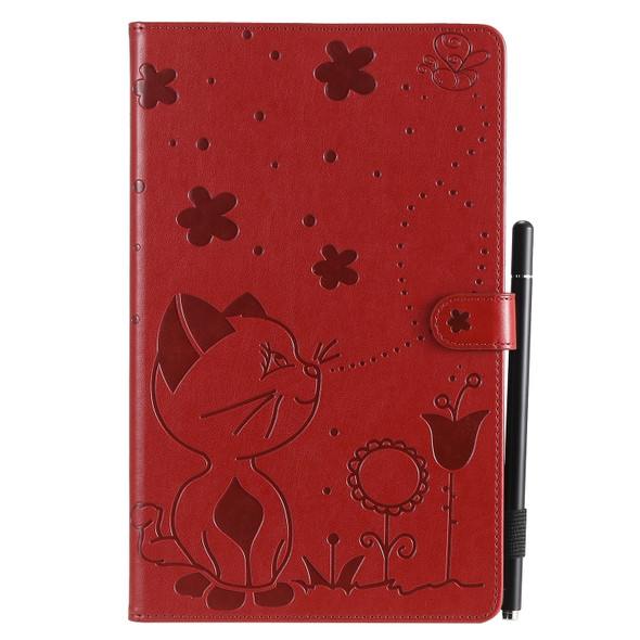 For Samsung Galaxy Tab A9.7 T550 Cat Bee Embossing Pattern Shockproof Table PC Protective Horizontal Flip Leather Case with Holder & Card Slots & Wallet & Pen Slot & Wake-up / Sleep Function(Red)